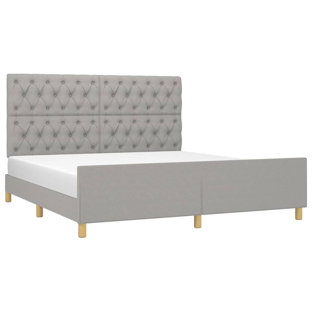 Bedframe met hoofdeinde stof lichtgrijs 160x200 cm 160 x 200 cm Getuft ontwerp