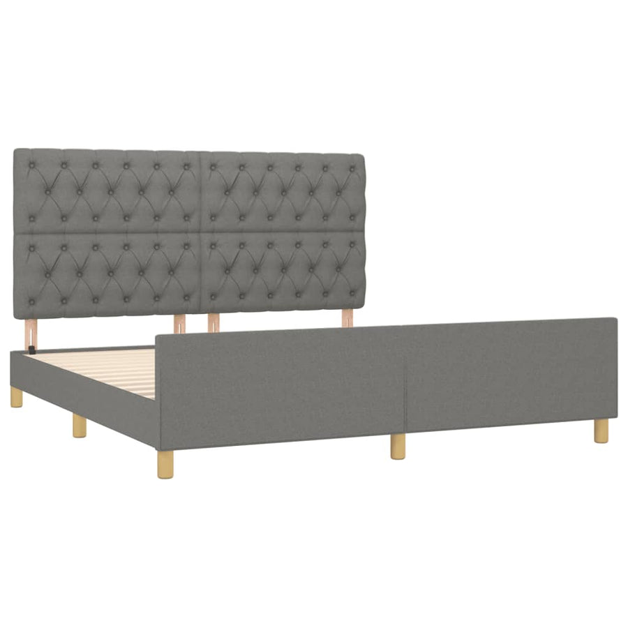 Bedframe Met Hoofdeinde Stof Donkergrijs 160 x 200 cm Getuft ontwerp