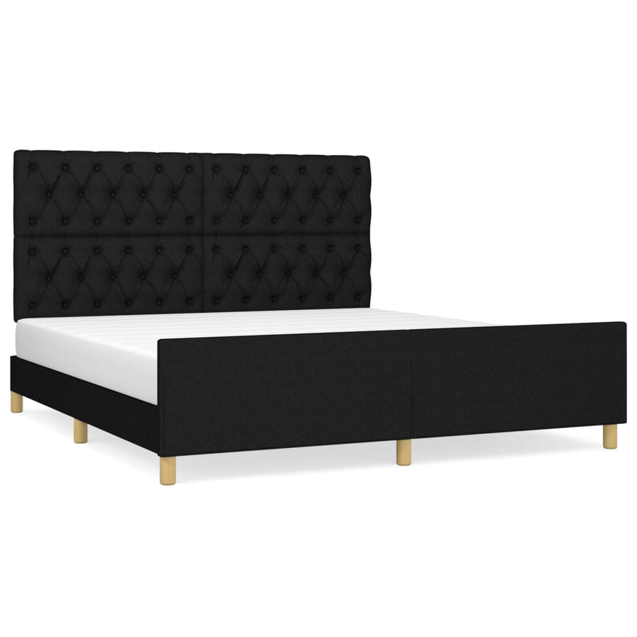 Bedframe Met Hoofdeinde Stof Zwart 160 x 200 cm Getuft ontwerp