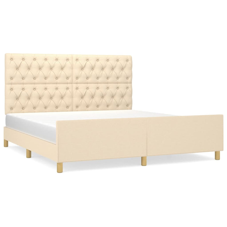 Bedframe Met Hoofdeinde Stof Kleurig Crème 160 x 200 cm Getuft ontwerp