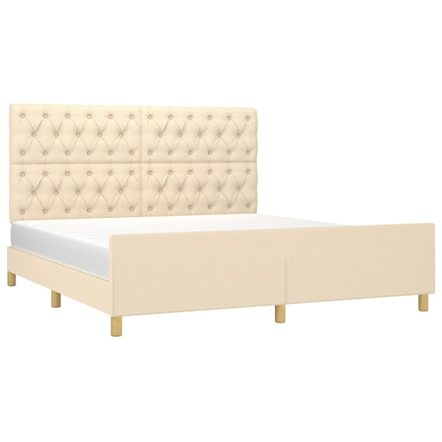 Bedframe Met Hoofdeinde Stof Kleurig Crème 160 x 200 cm Getuft ontwerp