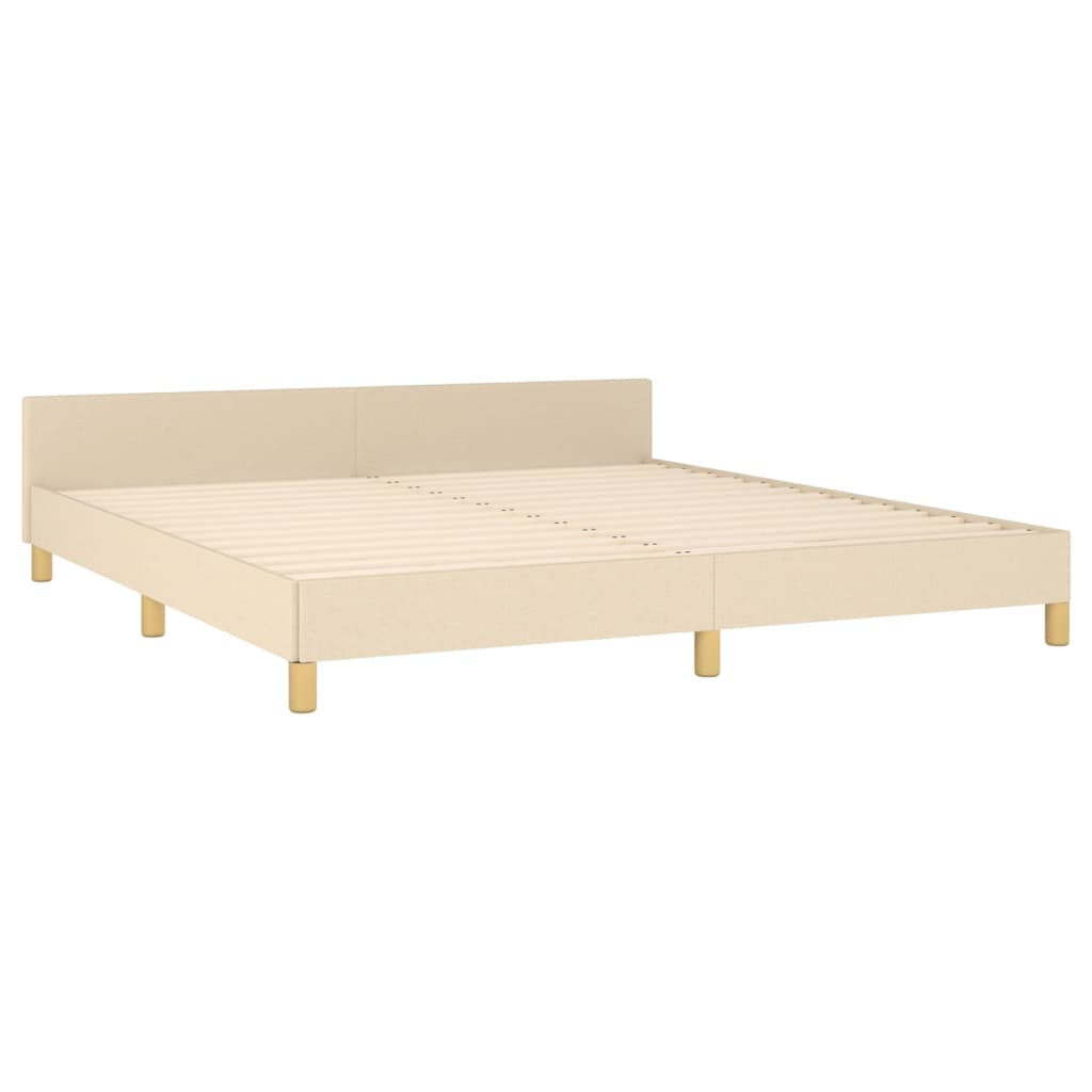 Bedframe Met Hoofdeinde Stof Kleurig Crème 160 x 200 cm Getuft ontwerp
