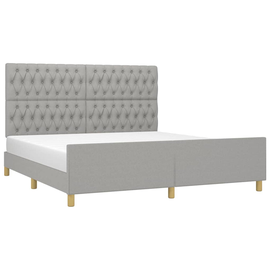 Bedframe met hoofdeinde stof lichtgrijs 180x200 cm 180 x 200 cm Getuft ontwerp