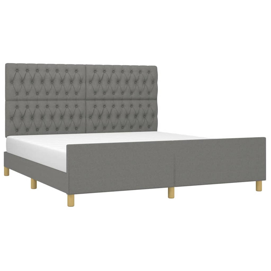 Bedframe Met Hoofdeinde Stof Donkergrijs 180 x 200 cm Getuft ontwerp