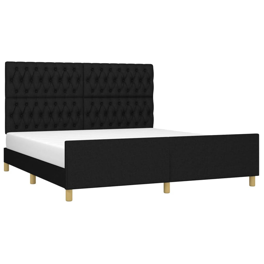Bedframe Met Hoofdeinde Stof Zwart 180 x 200 cm Getuft ontwerp