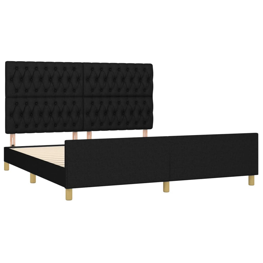 Bedframe Met Hoofdeinde Stof Zwart 180 x 200 cm Getuft ontwerp