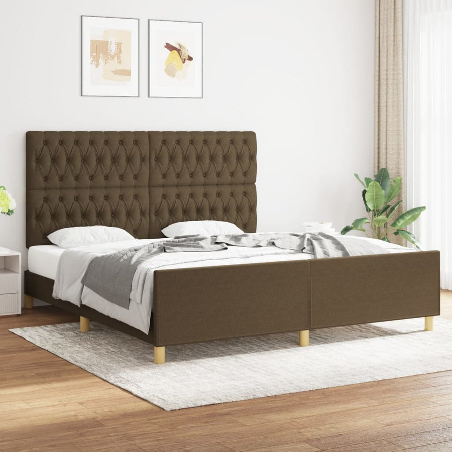 Bedframe Met Hoofdeinde Stof Donkerbruin 180 x 200 cm Getuft ontwerp