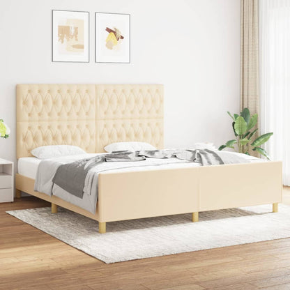 Bedframe Met Hoofdeinde Stof Kleurig Crème 180 x 200 cm Getuft ontwerp