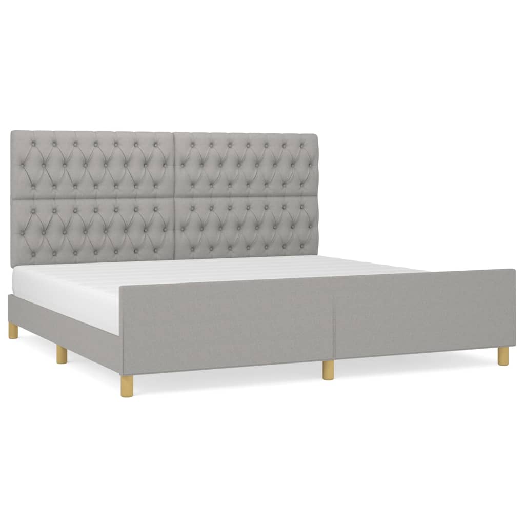 Bedframe met hoofdeinde stof lichtgrijs 200x200 cm 200 x 200 cm Lichtgrijs
