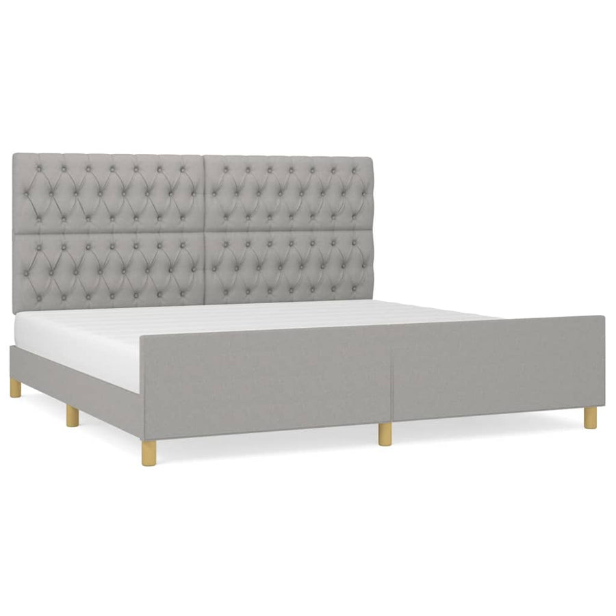 Bedframe met hoofdeinde stof lichtgrijs 200x200 cm 200 x 200 cm Lichtgrijs