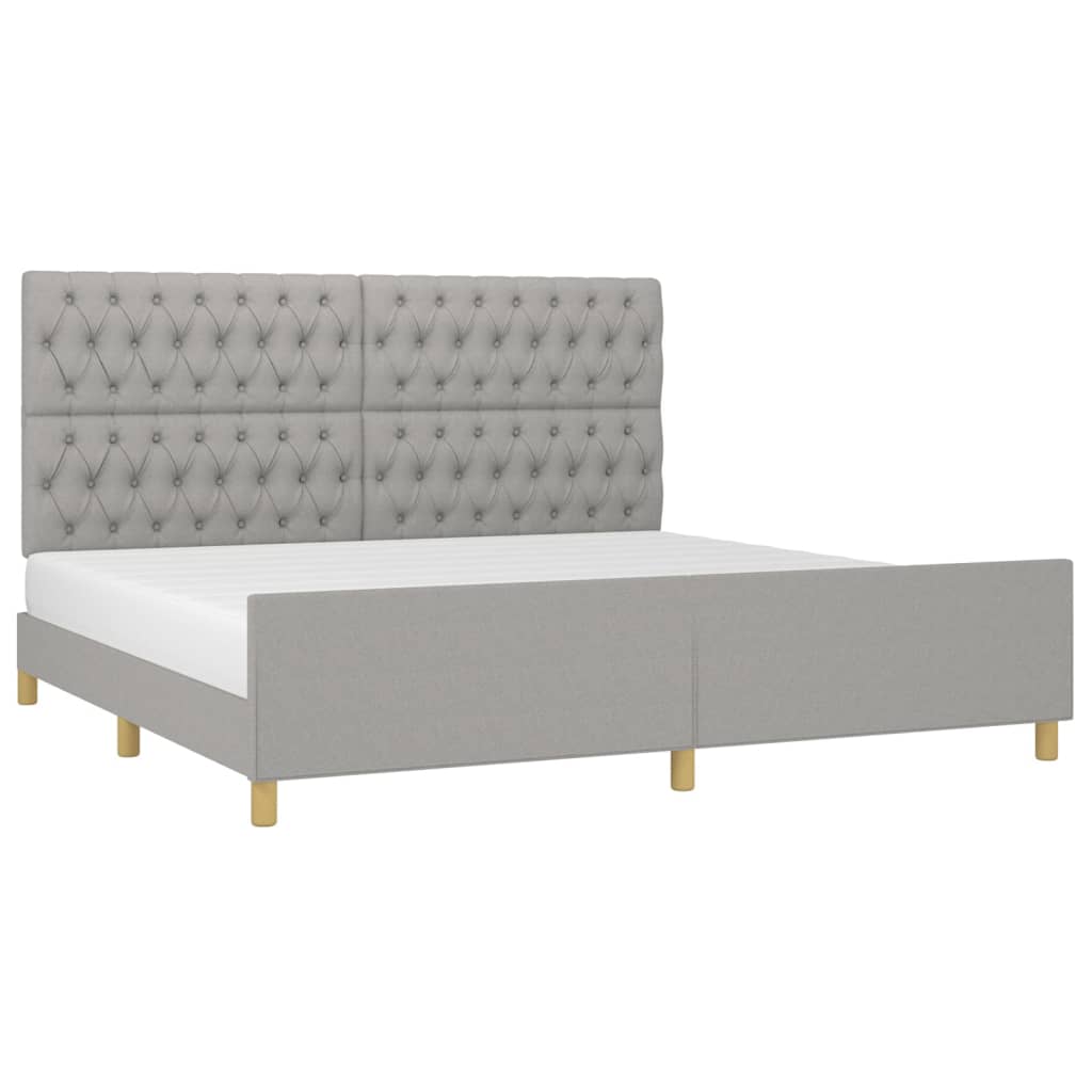 Bedframe met hoofdeinde stof lichtgrijs 200x200 cm 200 x 200 cm Lichtgrijs