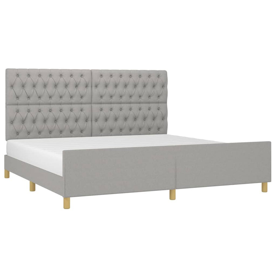 Bedframe met hoofdeinde stof lichtgrijs 200x200 cm 200 x 200 cm Lichtgrijs