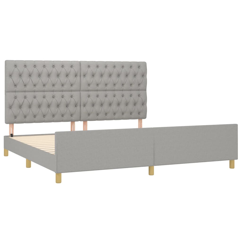 Bedframe met hoofdeinde stof lichtgrijs 200x200 cm 200 x 200 cm Lichtgrijs