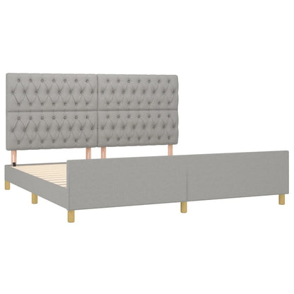 Bedframe met hoofdeinde stof lichtgrijs 200x200 cm 200 x 200 cm Lichtgrijs