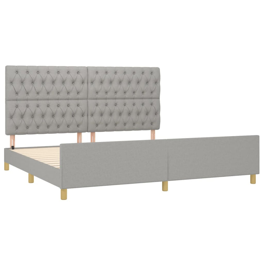 Bedframe met hoofdeinde stof lichtgrijs 200x200 cm 200 x 200 cm Lichtgrijs