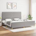 Bedframe met hoofdeinde stof lichtgrijs 200x200 cm 200 x 200 cm Lichtgrijs