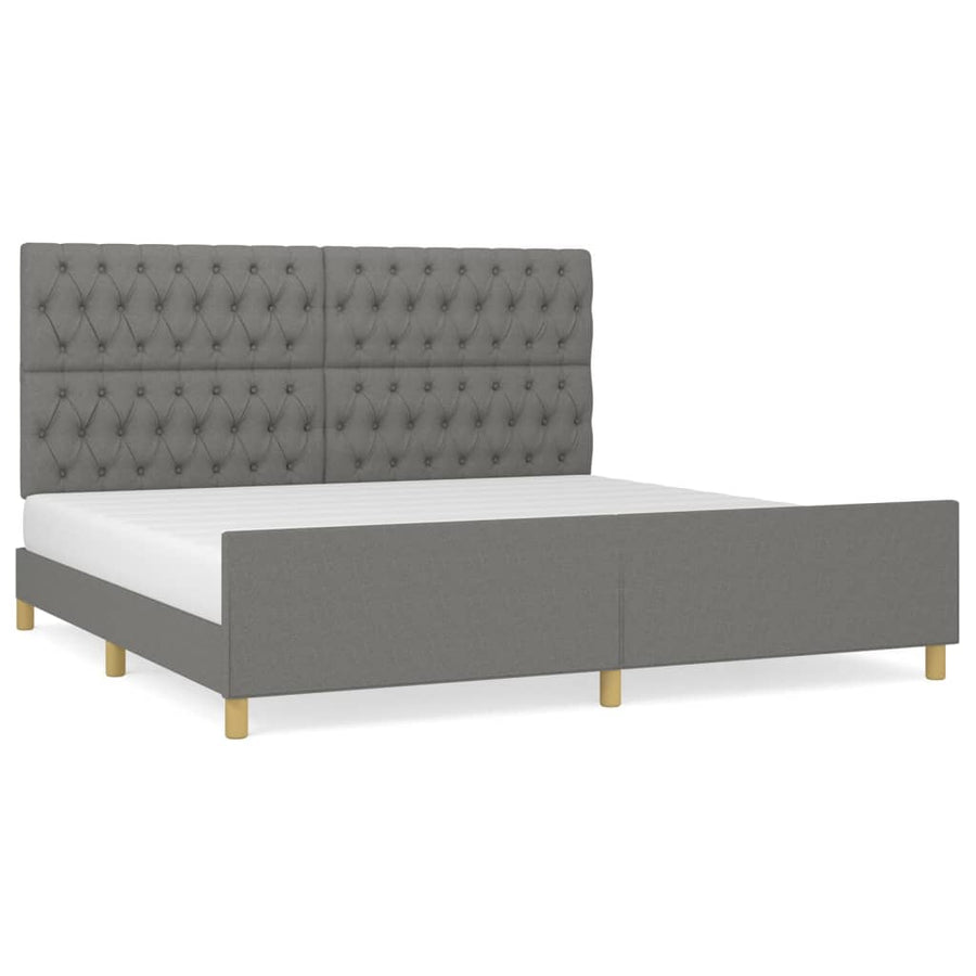 Bedframe Met Hoofdeinde Stof Donkergrijs 200 x 200 cm Getuft ontwerp