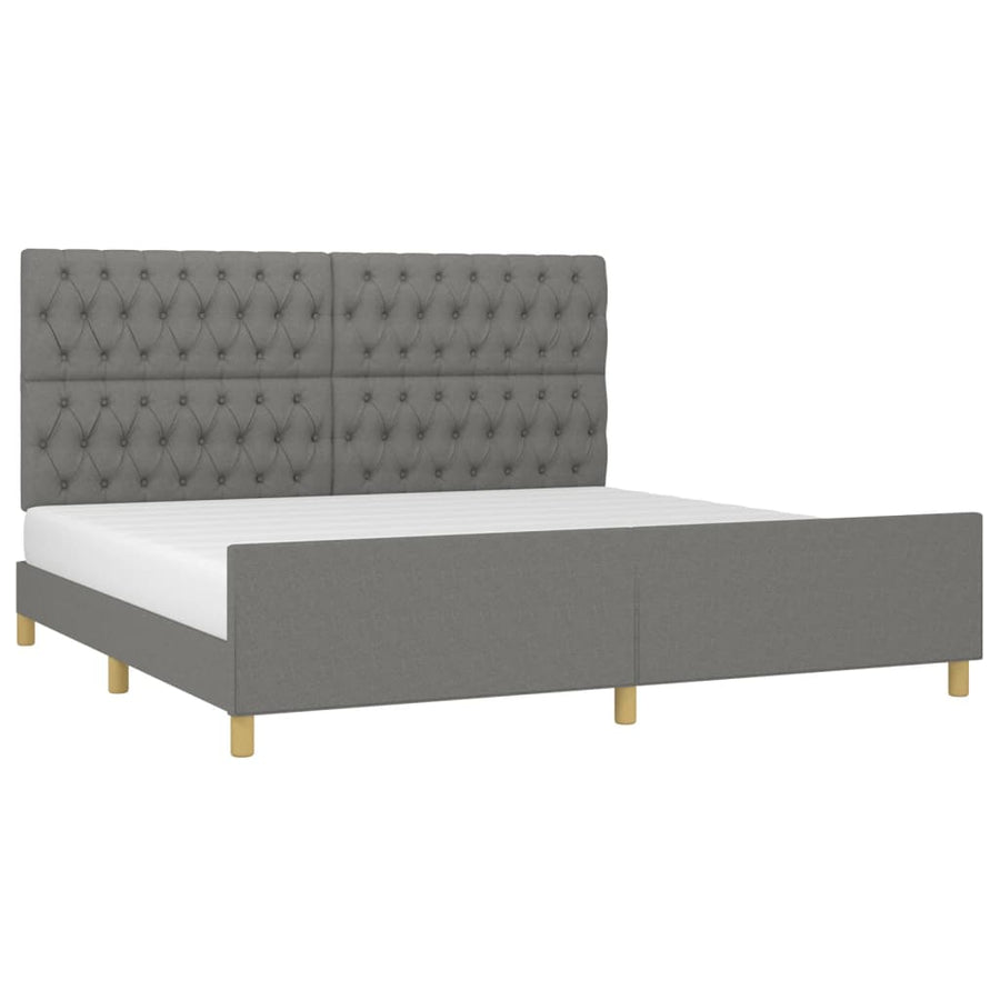 Bedframe Met Hoofdeinde Stof Donkergrijs 200 x 200 cm Getuft ontwerp