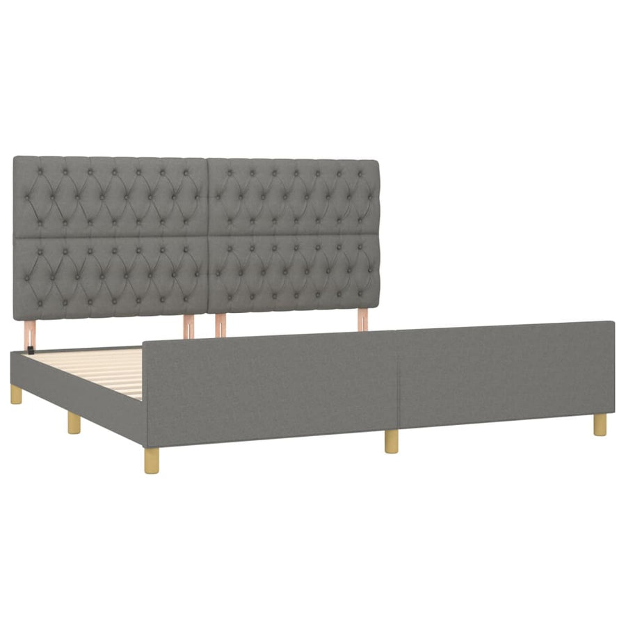 Bedframe Met Hoofdeinde Stof Donkergrijs 200 x 200 cm Getuft ontwerp