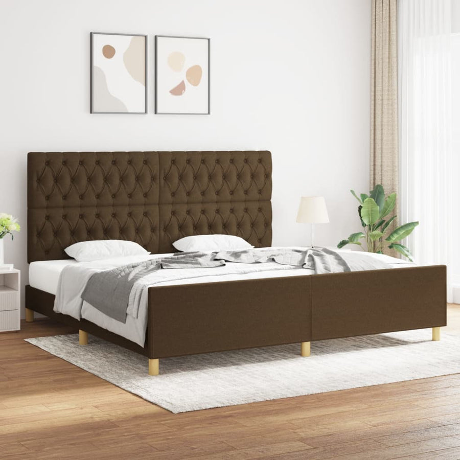 Bedframe Met Hoofdeinde Stof Donkerbruin 200 x 200 cm Getuft ontwerp