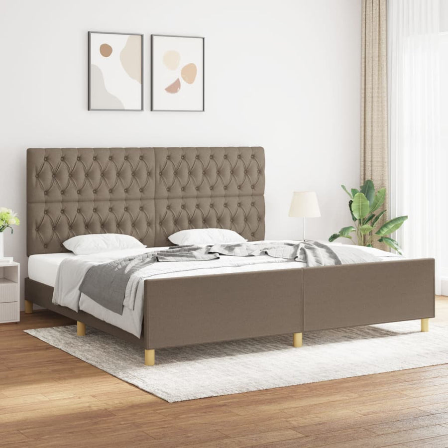 Bedframe Met Hoofdeinde Stof Taupe 200 x 200 cm Getuft ontwerp