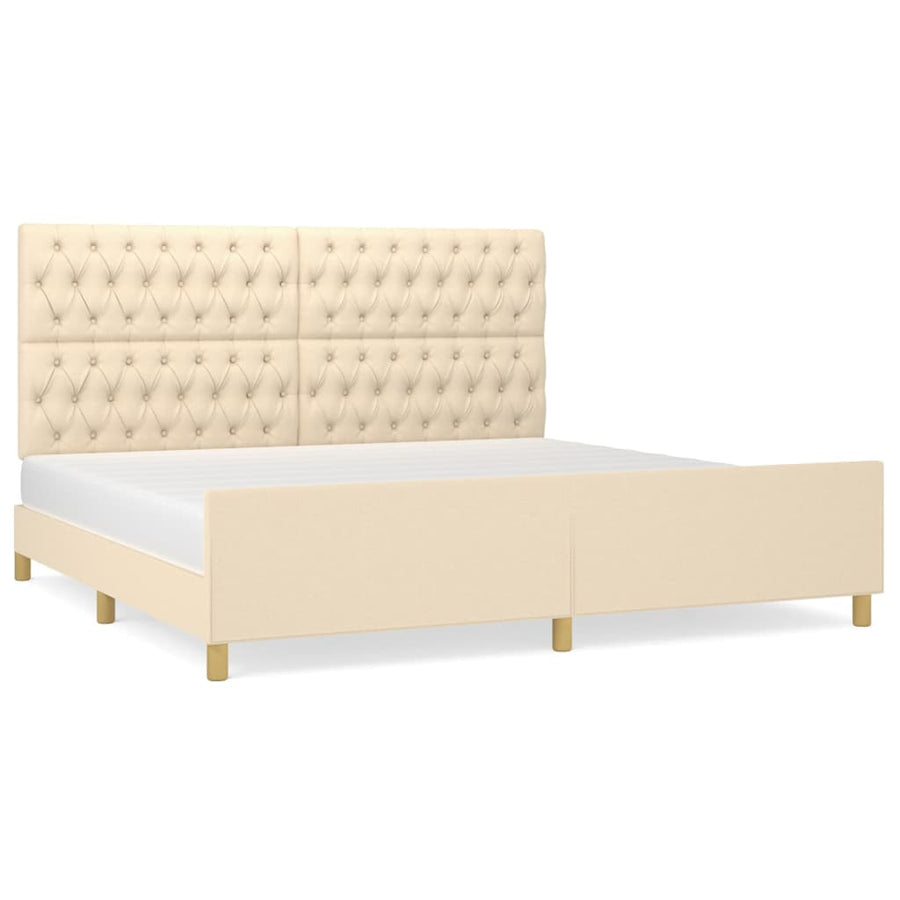 Bedframe Met Hoofdeinde Stof Kleurig Crème 200 x 200 cm Getuft ontwerp