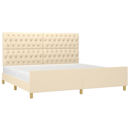 Bedframe Met Hoofdeinde Stof Kleurig Crème 200 x 200 cm Getuft ontwerp