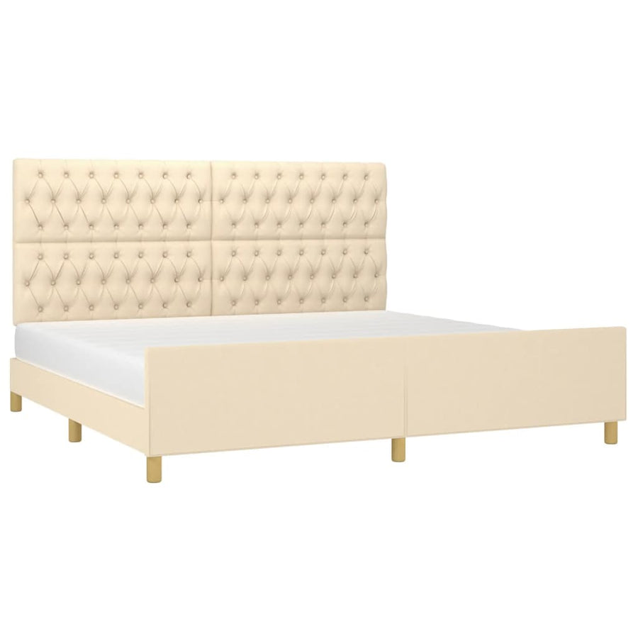 Bedframe Met Hoofdeinde Stof Kleurig Crème 200 x 200 cm Getuft ontwerp