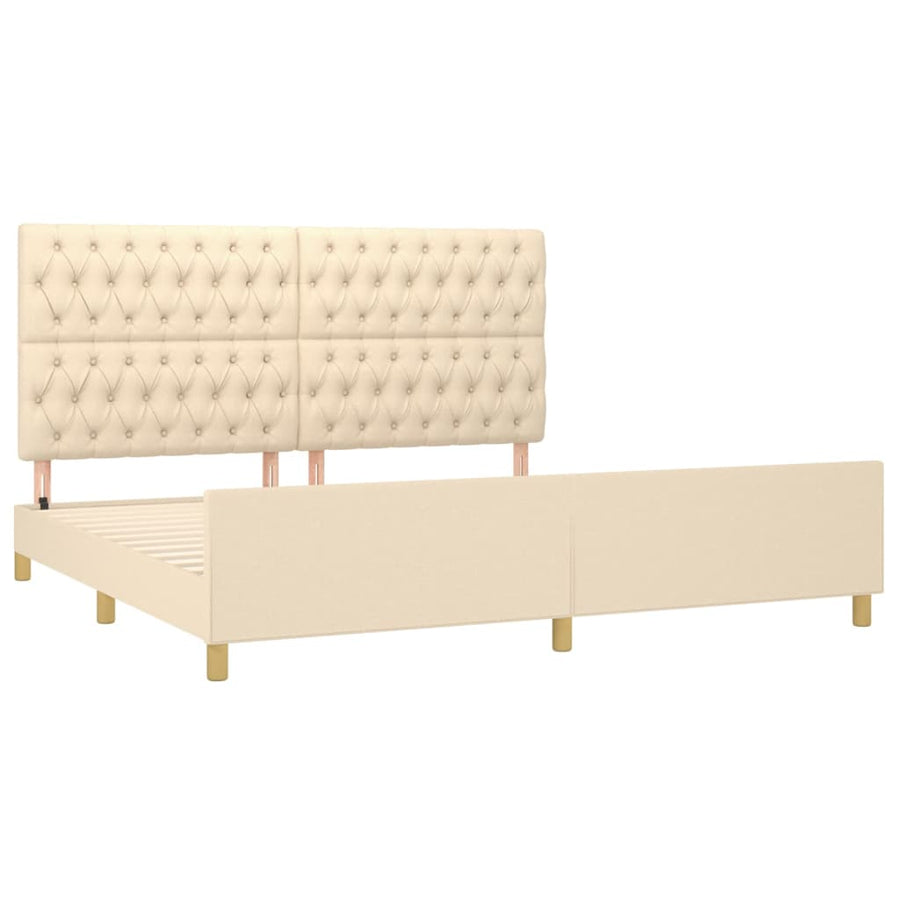 Bedframe Met Hoofdeinde Stof Kleurig Crème 200 x 200 cm Getuft ontwerp