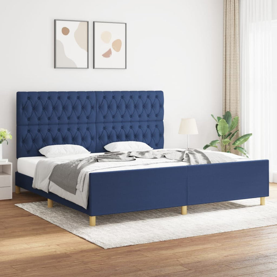 Bedframe Met Hoofdeinde Stof Blauw 200 x 200 cm Getuft ontwerp
