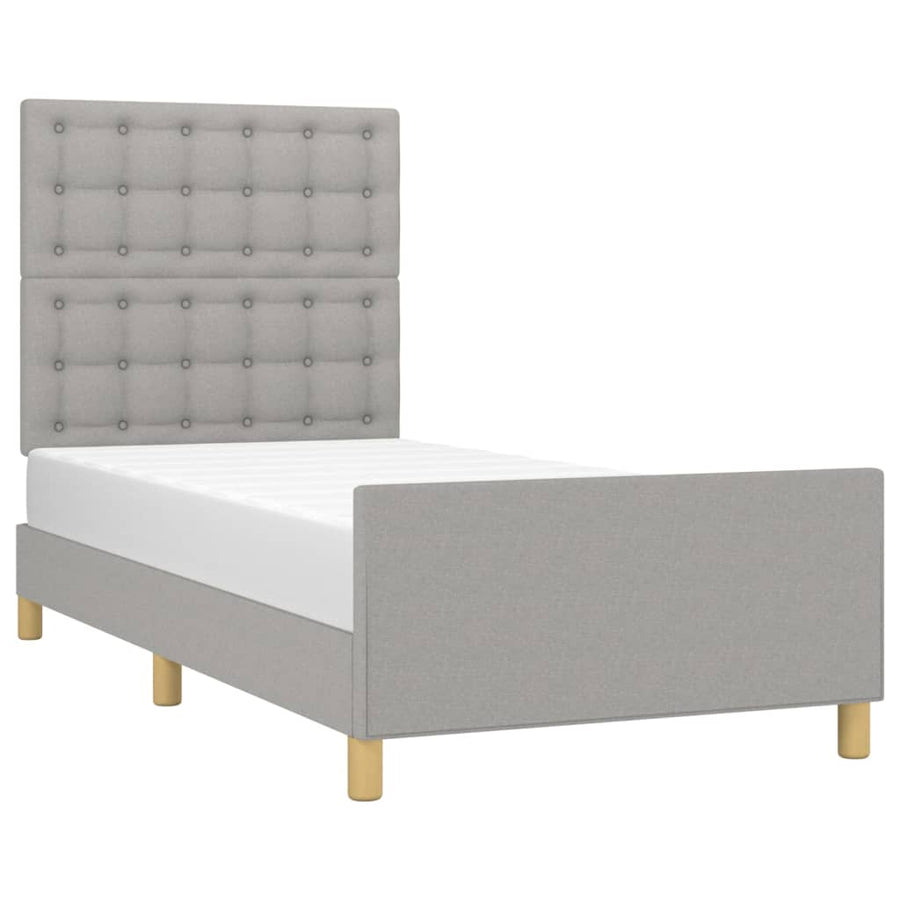 Bedframe Met Hoofdbord Stof Lichtgrijs 80 x 200 cm Knopen