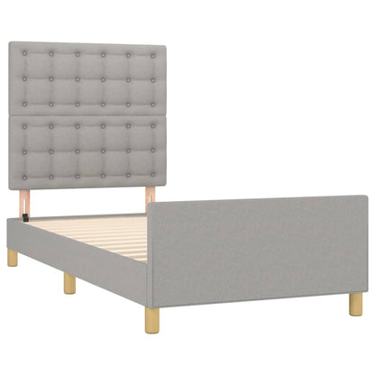 Bedframe Met Hoofdbord Stof Lichtgrijs 80 x 200 cm Knopen