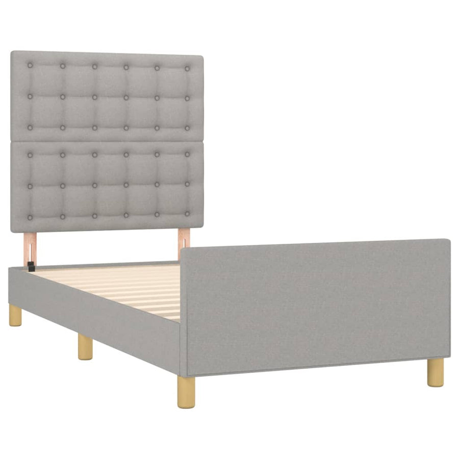 Bedframe Met Hoofdbord Stof Lichtgrijs 80 x 200 cm Knopen