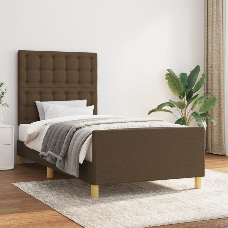 Bedframe Met Hoofdeinde Stof Donkerbruin 80 x 200 cm Knopen