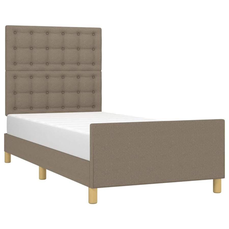 Bedframe Met Hoofdeinde Stof Taupe 80 x 200 cm Knopen