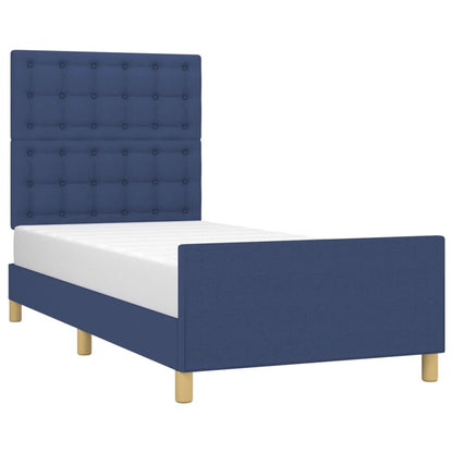 Bedframe met hoofdbord stof blauw 80x200 cm