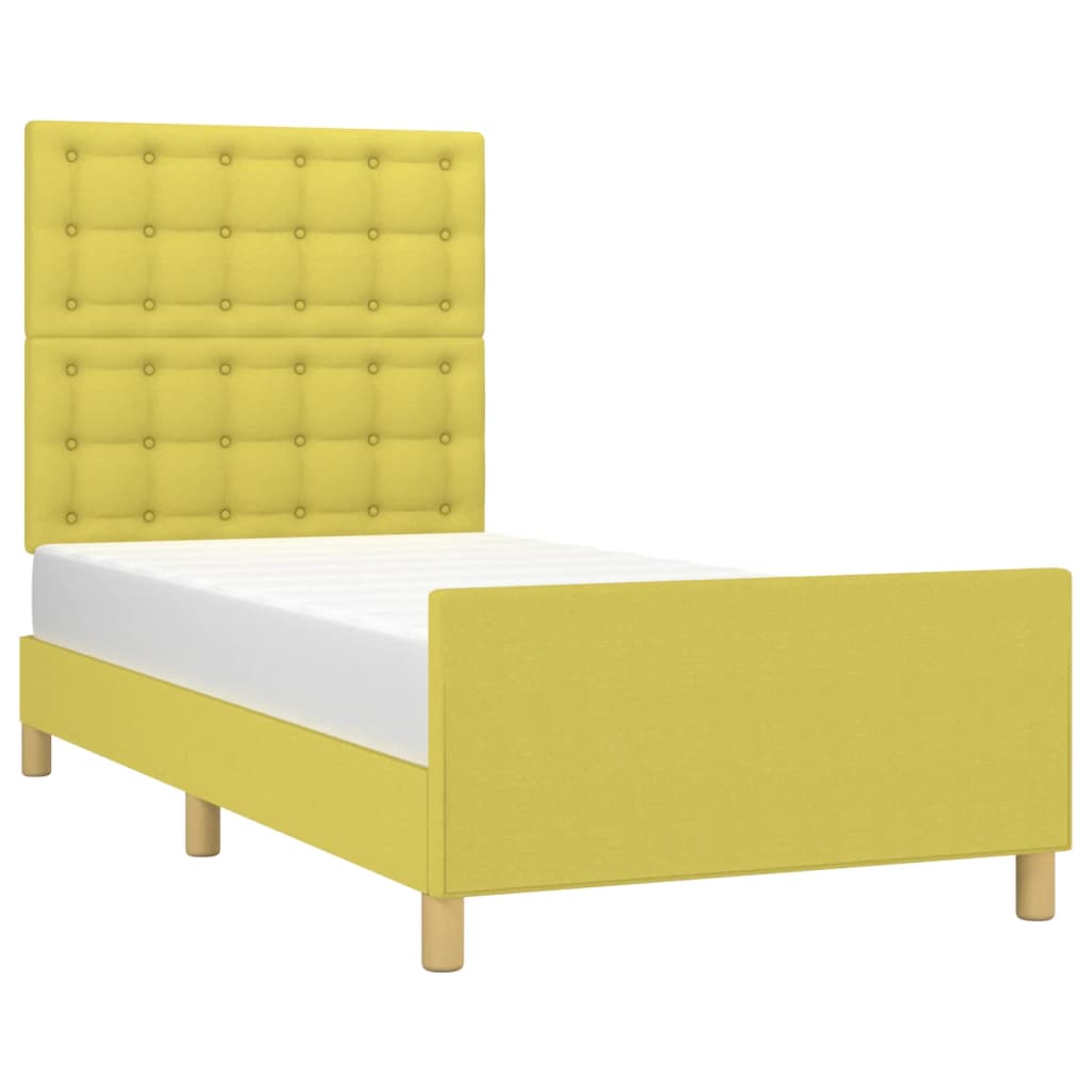 Bedframe Met Hoofdbord Stof Groen 80X200 Cm 80 x 200 cm Knopen