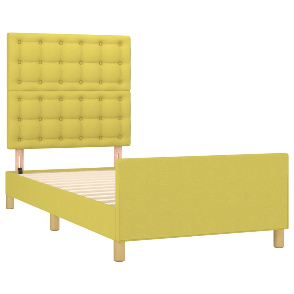 Bedframe Met Hoofdbord Stof Groen 80X200 Cm 80 x 200 cm Knopen