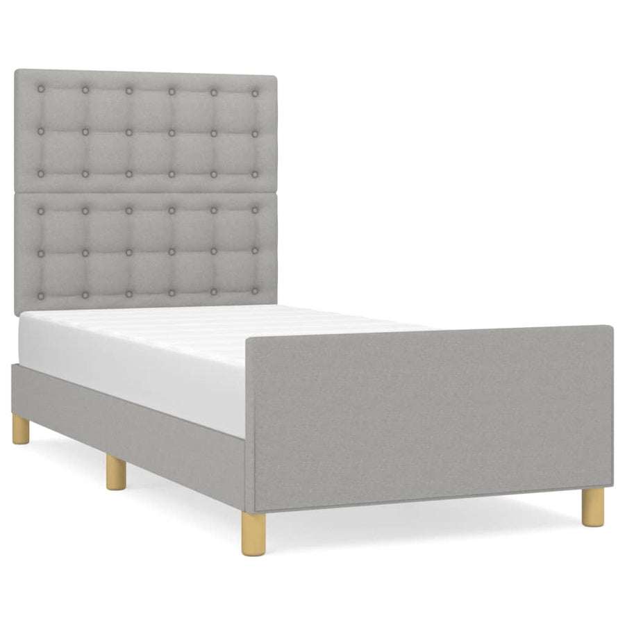 Bedframe Met Hoofdeinde Stof Lichtgrijs 90 x 190 cm Knopen