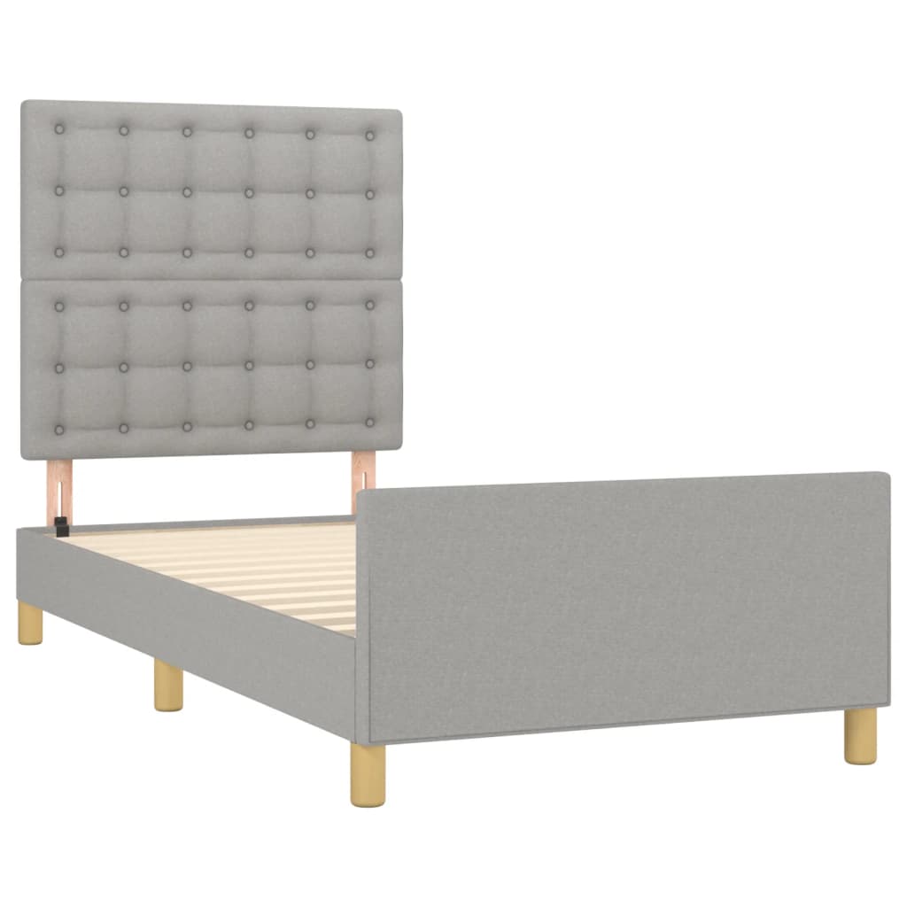 Bedframe Met Hoofdeinde Stof Lichtgrijs 90 x 190 cm Knopen