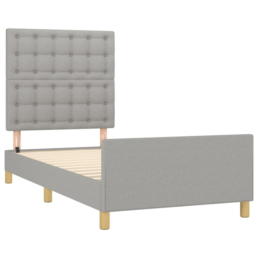 Bedframe Met Hoofdeinde Stof Lichtgrijs 90 x 190 cm Knopen