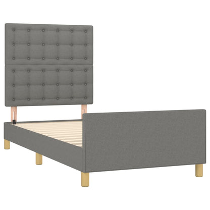 Bedframe Met Hoofdeinde Stof Donkergrijs 90X190 Cm Donkergrijs 90 x 190 cm Knopen