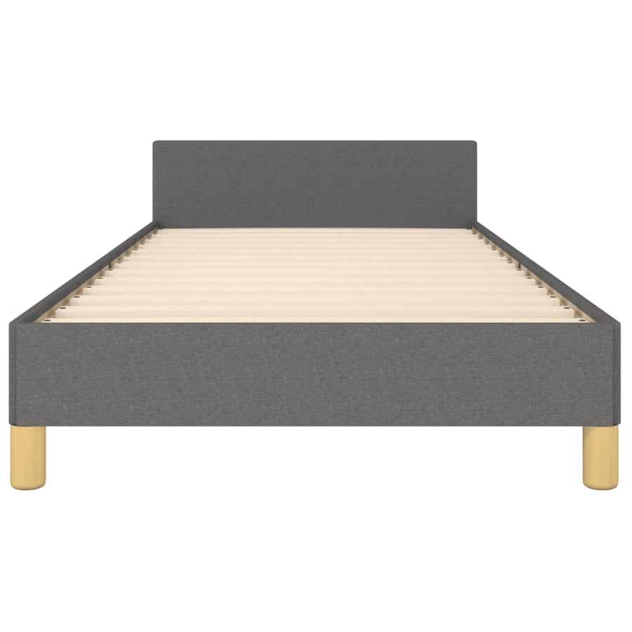 Bedframe Met Hoofdeinde Stof Donkergrijs 90X190 Cm Donkergrijs 90 x 190 cm Knopen
