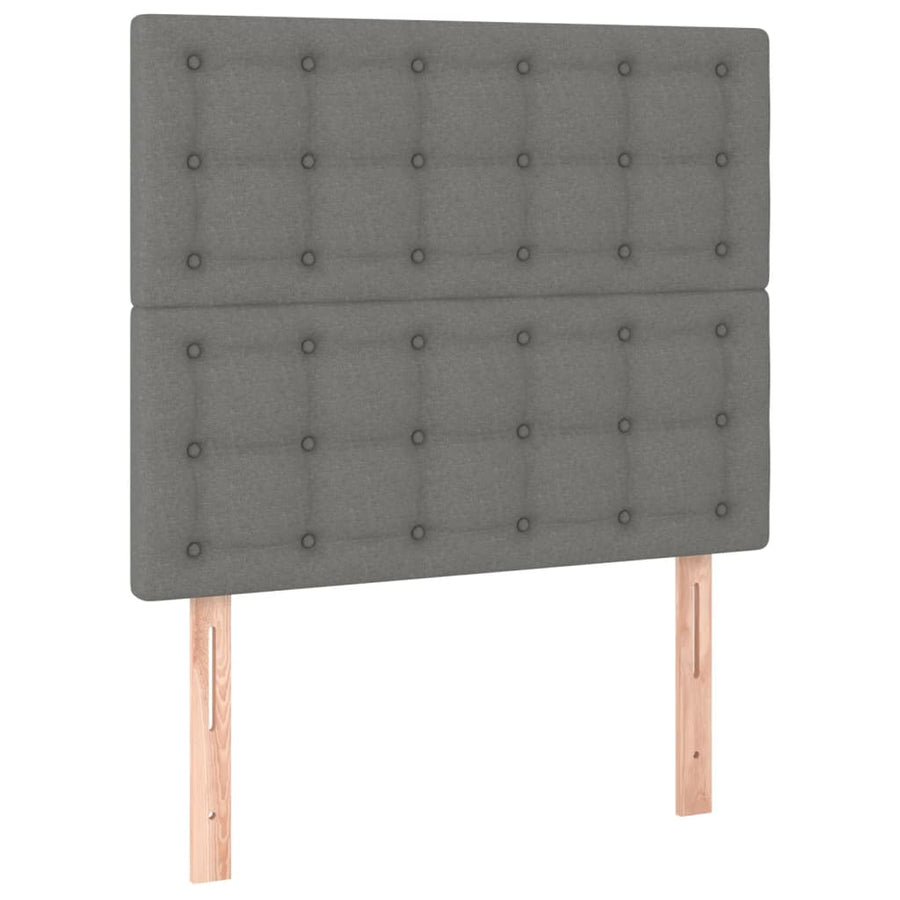 Bedframe Met Hoofdeinde Stof Donkergrijs 90X190 Cm Donkergrijs 90 x 190 cm Knopen