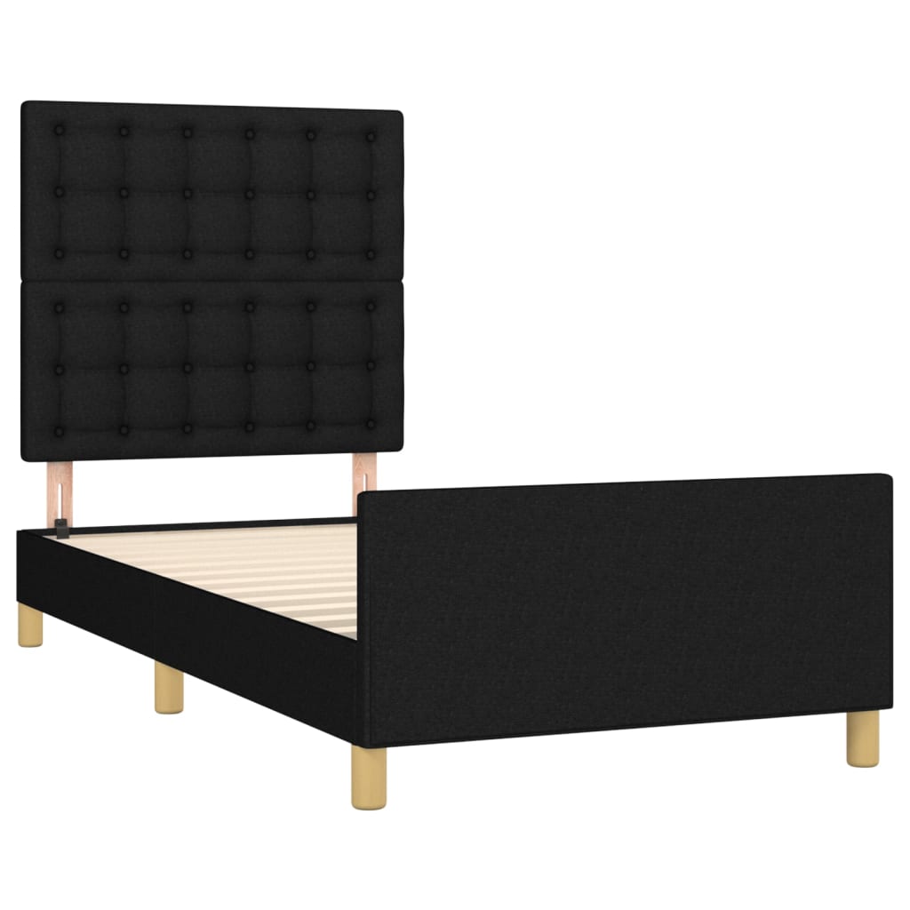 Bedframe met hoofdeinde stof zwart 90x190 cm