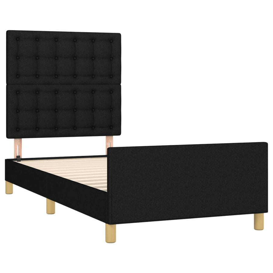 Bedframe met hoofdeinde stof zwart 90x190 cm