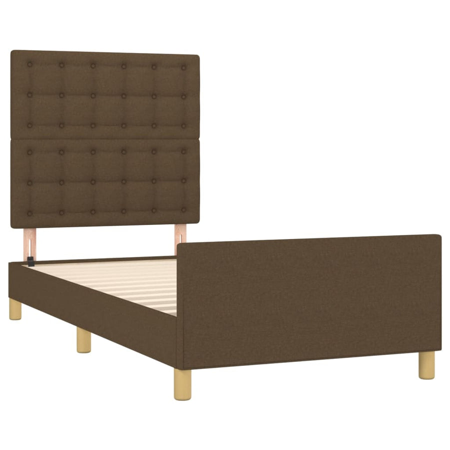 Bedframe Met Hoofdeinde Stof Donkerbruin 90 x 190 cm Knopen
