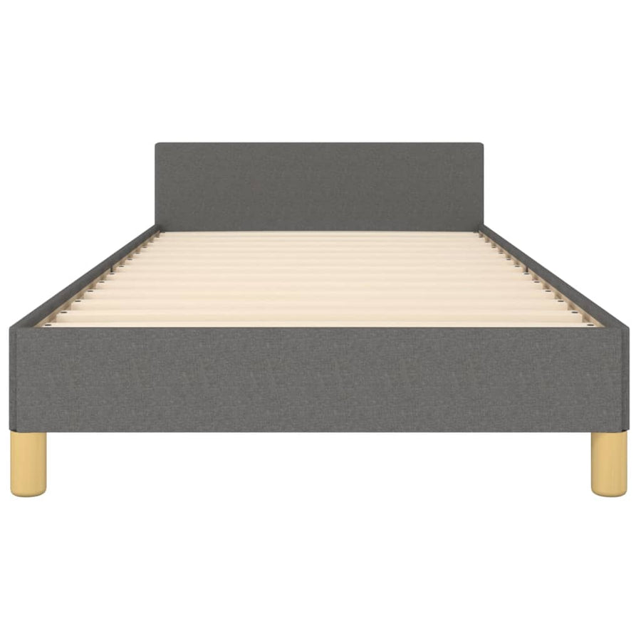 Bedframe Met Hoofdeinde Stof Donkergrijs 90X200 Cm Donkergrijs 90 x 200 cm Knopen