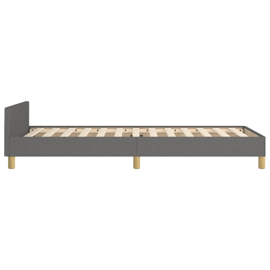 Bedframe Met Hoofdeinde Stof Donkergrijs 90X200 Cm Donkergrijs 90 x 200 cm Knopen