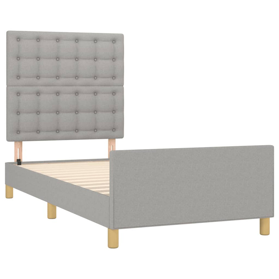Bedframe met hoofdeinde stof lichtgrijs 100x200 cm 100 x 200 cm Knopen
